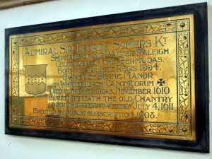 Sir George Somers Memorial Plaque, Church of St Candida and Holy Cross, Whitchurch Canonicorum, Dorset - Image Credit: Mark North © 2017