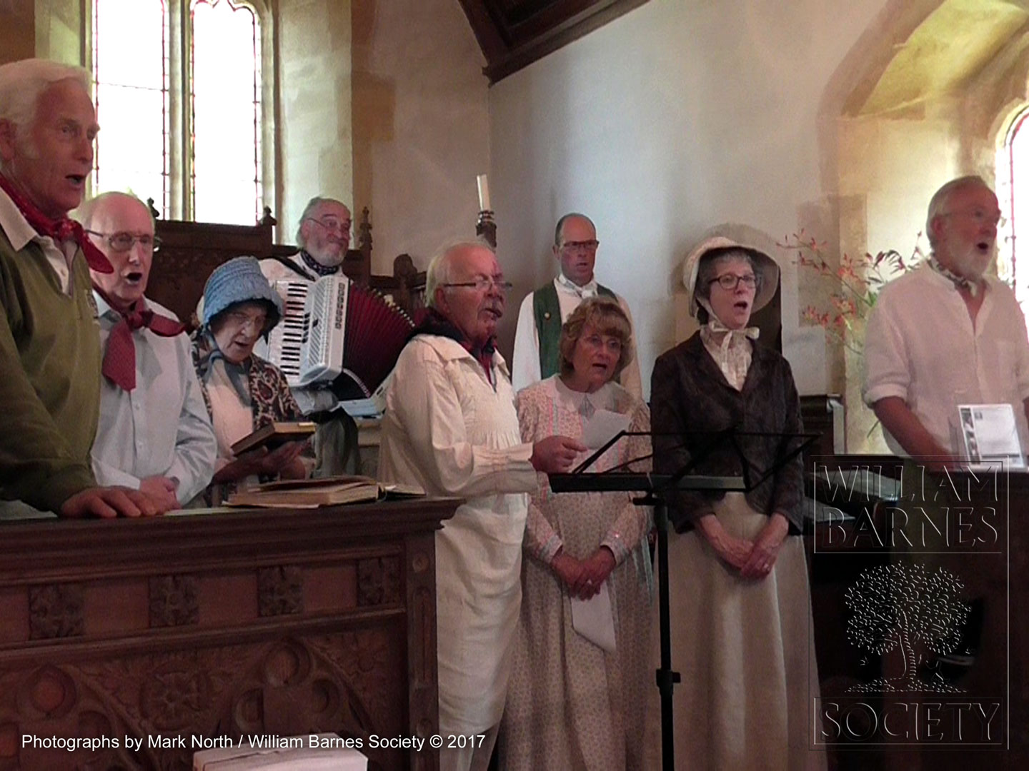 Members of the William Barnes Society singing 'Linden Lea'