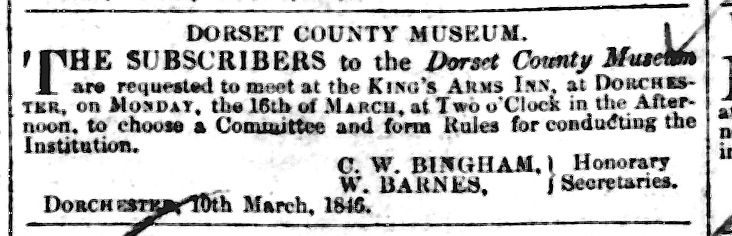 Advert for subscribers, Dorset County Chronicle 12 March 1846